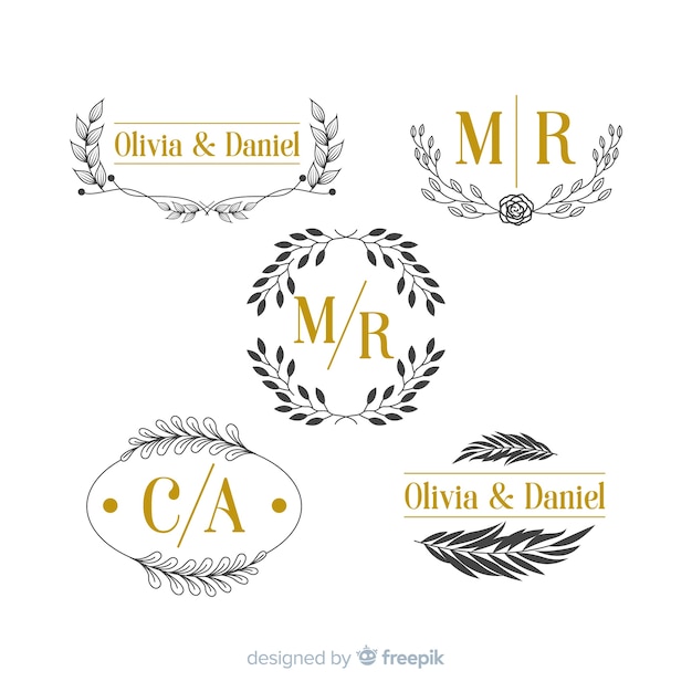 Download Wedding monogram logo templates collection Vector | Free ...