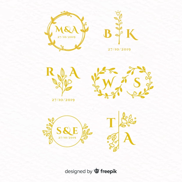 Download Wedding monogram logo templates collection Vector | Free ...