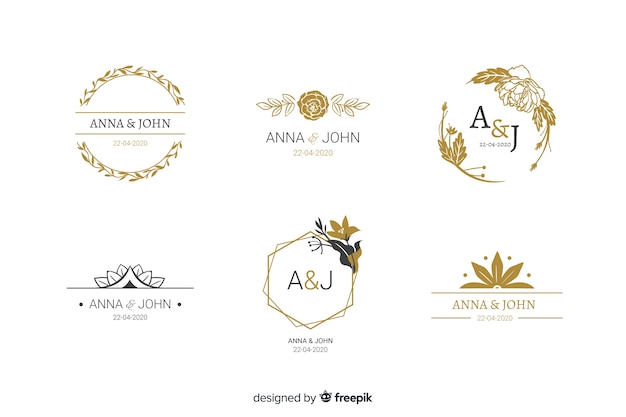 Free Vector Wedding Monogram Logo Templates Collection