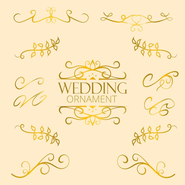 Premium Vector | Wedding ornament gold