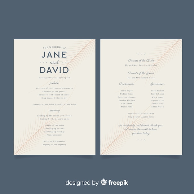 Wedding Program Vector Free Download