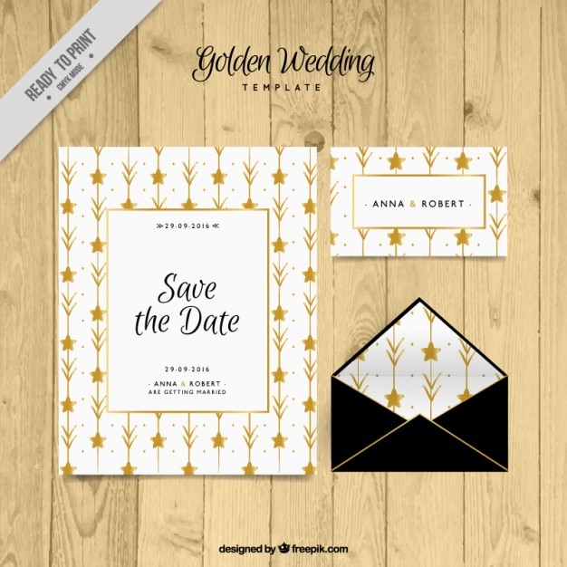 Download Wedding stationery with golden details Vector | Free Download