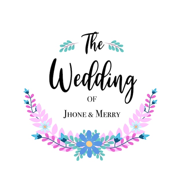 Premium Vector | The wedding text template with floral frame