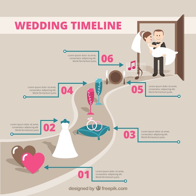 Download Free Vector | Wedding timeline infography