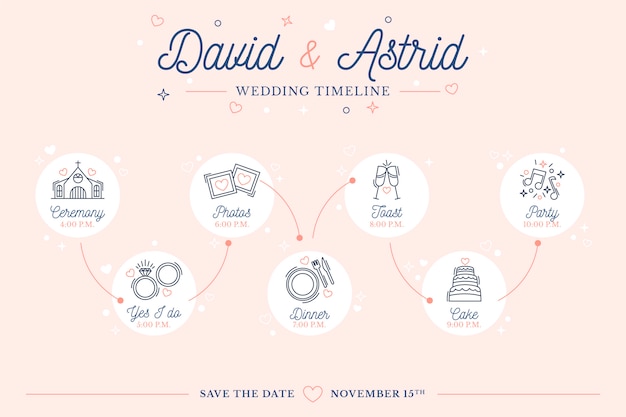 Download Wedding timeline in lineal style template Vector | Free ...