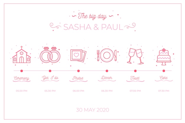 Download Wedding timeline in lineal style Vector | Free Download