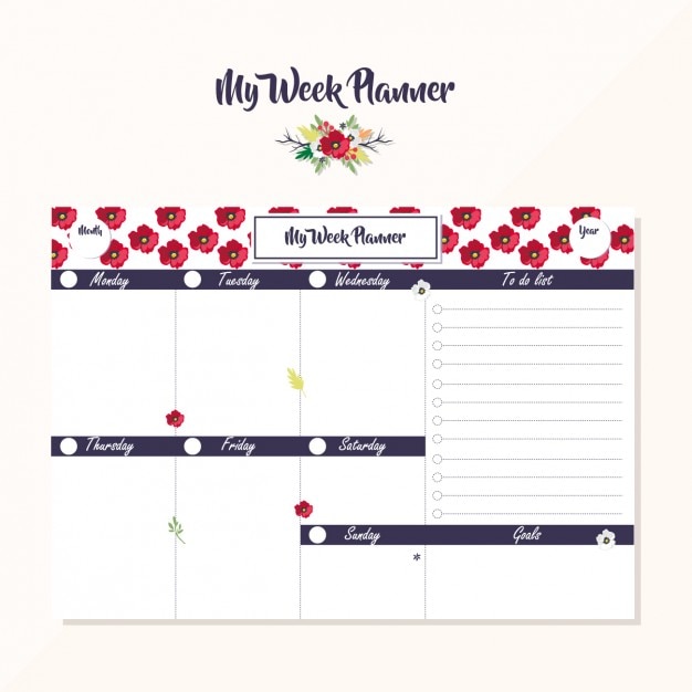 Free Vector | Week planner design