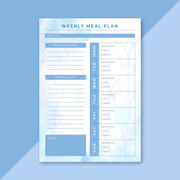 Weekly Meal Plan Template With Grocery List from image.freepik.com