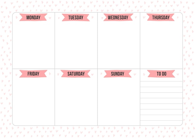 Premium Vector | Weekly planner page with place for notes vector layout ...