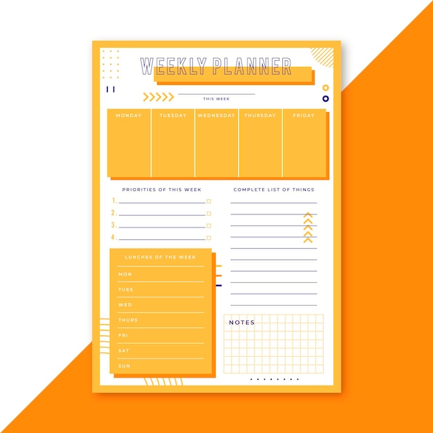 Download Weekly planner template | Free Vector