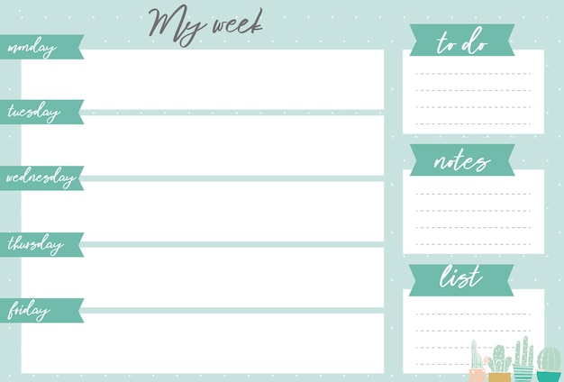 Download Weekly planner with flowers, stationery organizer for ...