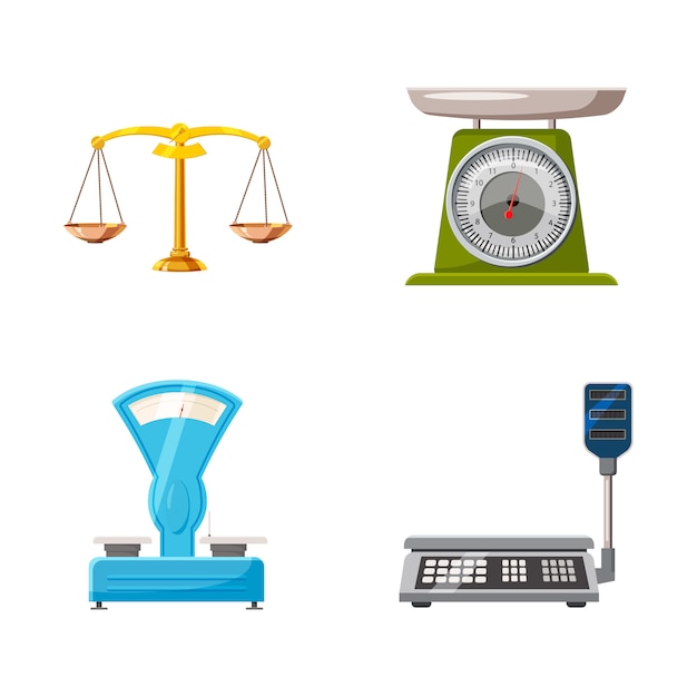 Premium Vector | Weighing set. cartoon set of weighing