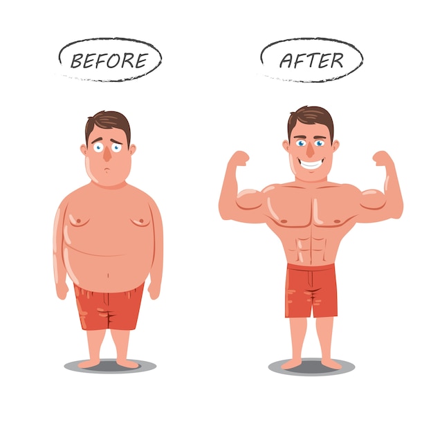 Weight Loss. Fat Vs Slim. Before And After Concept