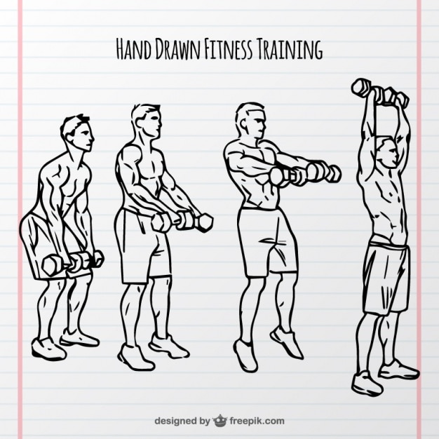 Free Vector | Weight training sketches