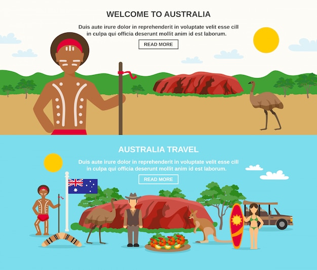 Welcome to australia banners Free Vector
