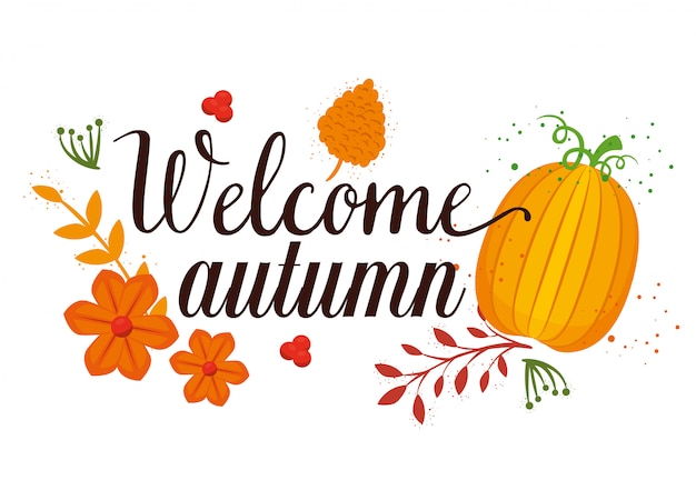 Welcome autumn seasonal card Vector | Free Download