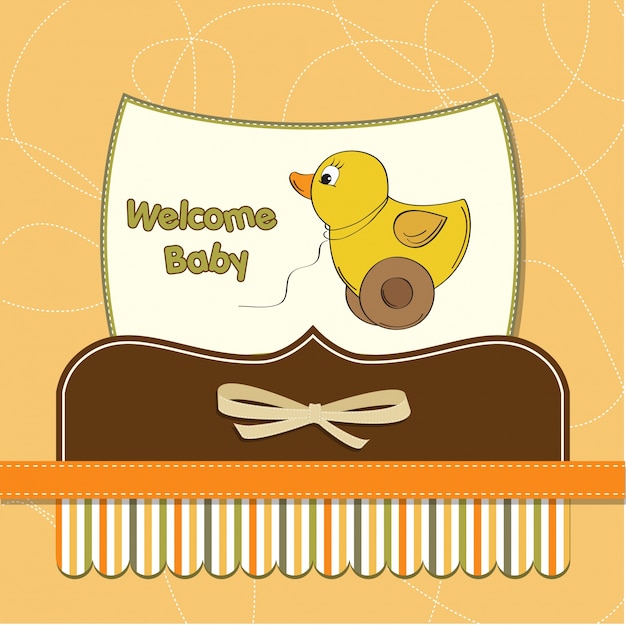 Download Welcome baby card with duck toy | Free Vector