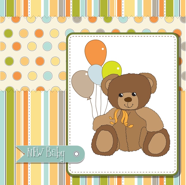 Download Welcome baby card with teddy bear | Premium Vector