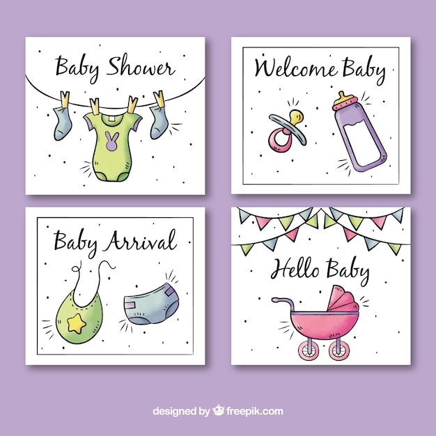 Welcome baby greeting card collection Vector | Free Download