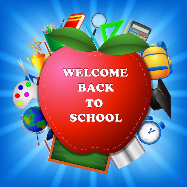 Premium Vector Welcome Back To School Concept Background Illustration