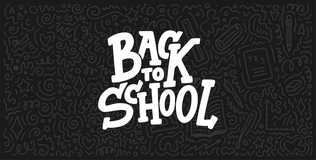  Welcome back to school lettering quote and doodle background. Premium Vector