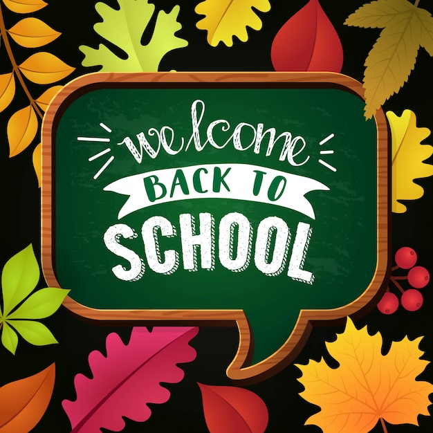 Premium Vector Welcome Back To School With Autumn Foliage Background