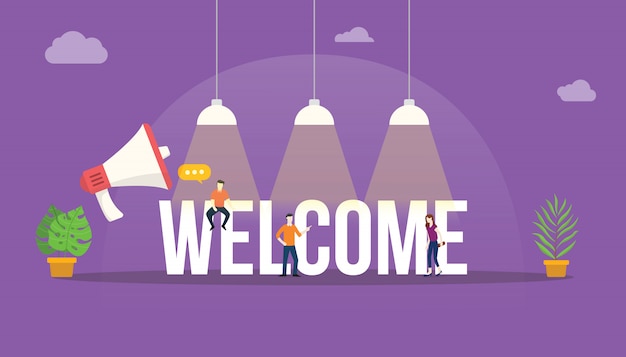 Welcome big word text | Premium Vector