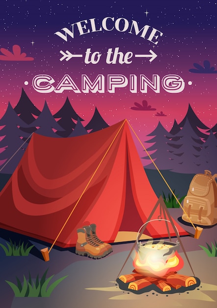 Free Vector | Welcome to camping poster