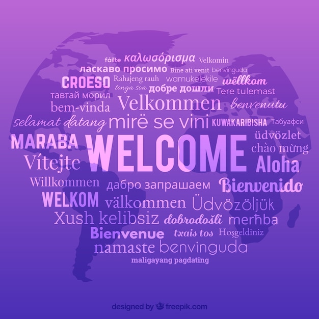 Welcome Composition Background With Different Languages Free Vector