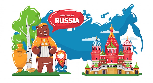 premium vector welcome to culture of russia cartoon russian traditional cultural symbol russian folk art concept https www freepik com profile preagreement getstarted 7647095