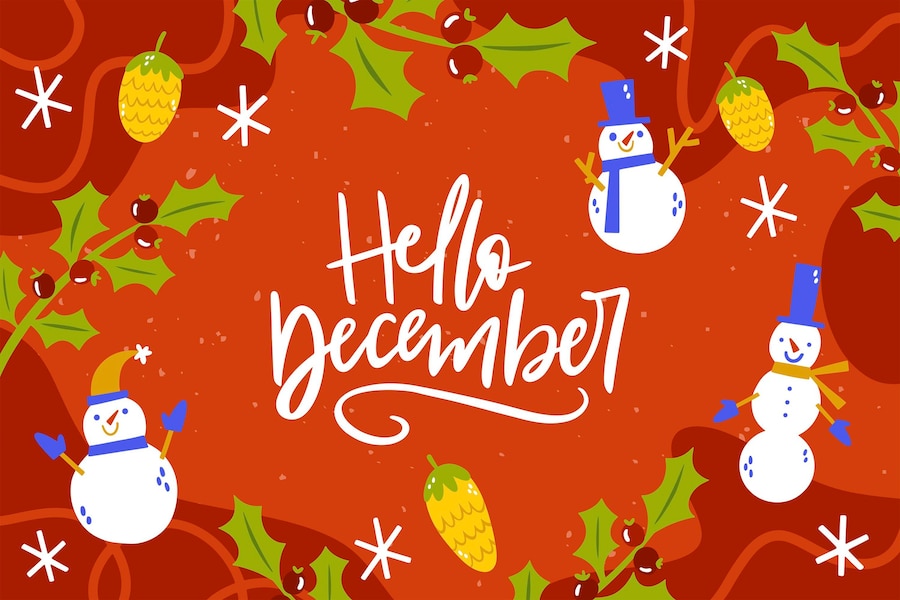 Premium Vector december lettering background