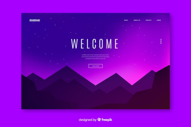 Free Vector | Welcome landing page template with landscape