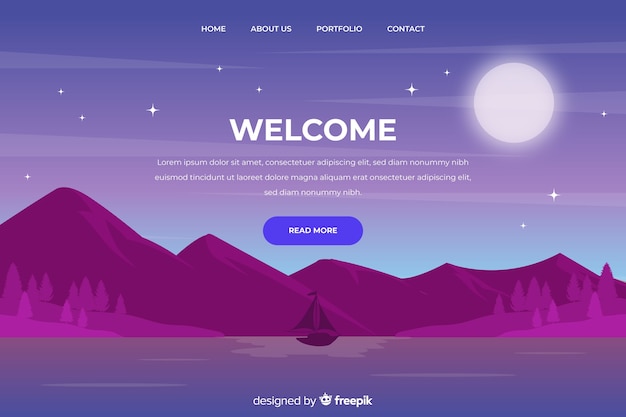 Welcome landing page with nature background Vector | Free Download