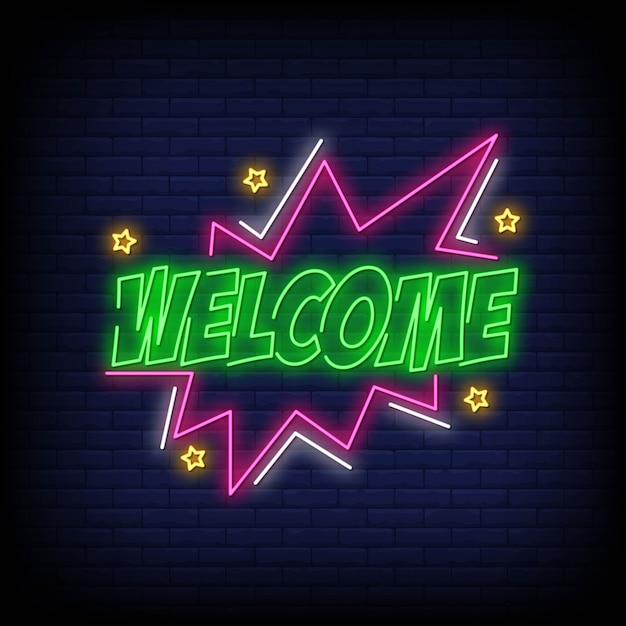 Welcome neon sign text Vector | Premium Download