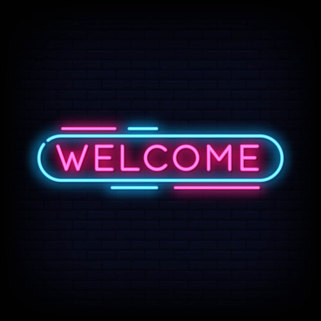 Premium Vector | Welcome neon sign text