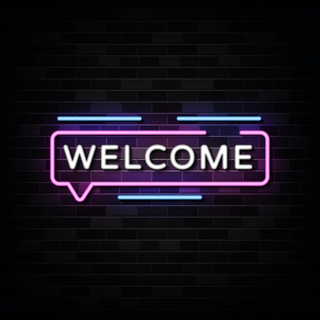 Premium Vector | Welcome neon signs on black wall