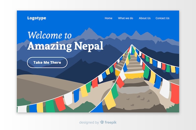 Premium Vector | Welcome to nepal landing page template