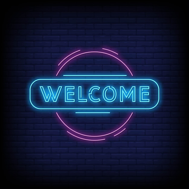 Premium Vector | Welcome poster in neon style