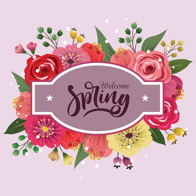 Premium Vector | Welcome spring with romantic flower