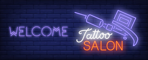 Welcome to tattoo salon neon sign. professional tattoo ...