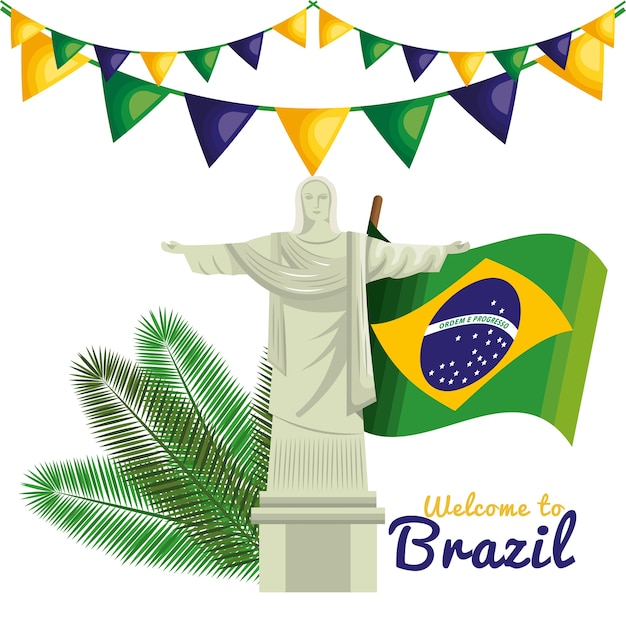プレミアムベクター アイコンのイラストデ ザインを代表するブラジルへようこそ