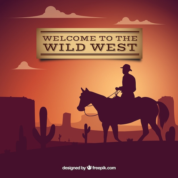 Welcome to the wild west background with\
cowboy