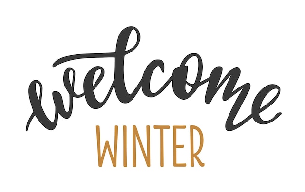 Premium Vector | Welcome winter hand drawn lettering