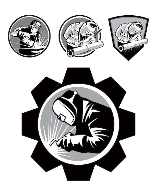 Premium Vector | Welder emblem logo template
