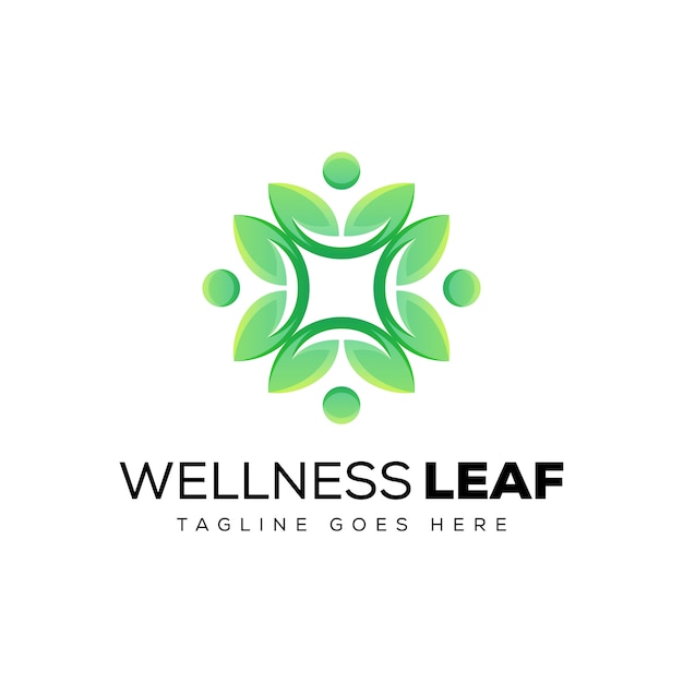 Premium Vector | Wellness leaf logo, human leaf logo design template