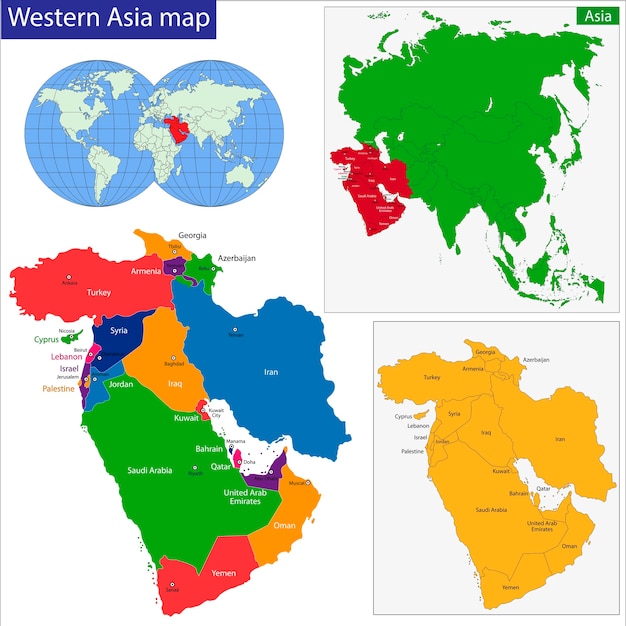 西アジア地図 プレミアムベクター