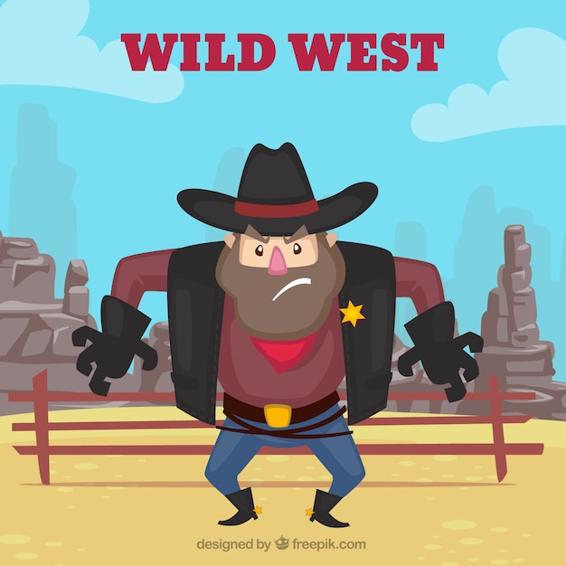 Western background with angry sheriff