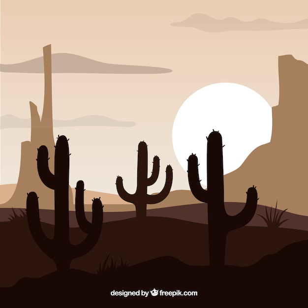 Western background with cacti Vector | Free Download