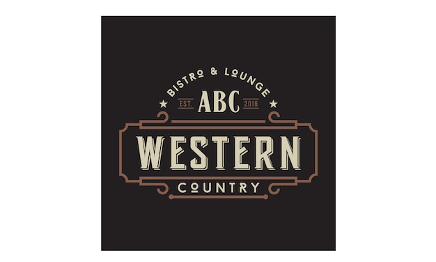 Western Vintage Country Emblem Typography Logo Design Premium Vector