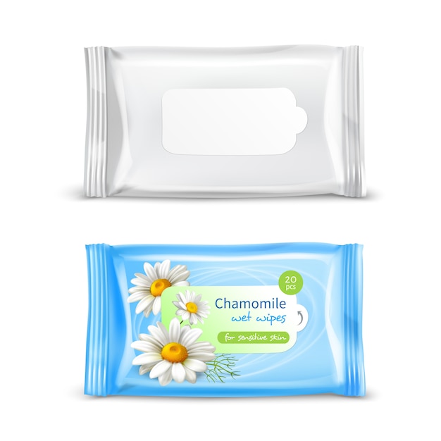 Download Free Vector Wet Wipes Package Realistic Set